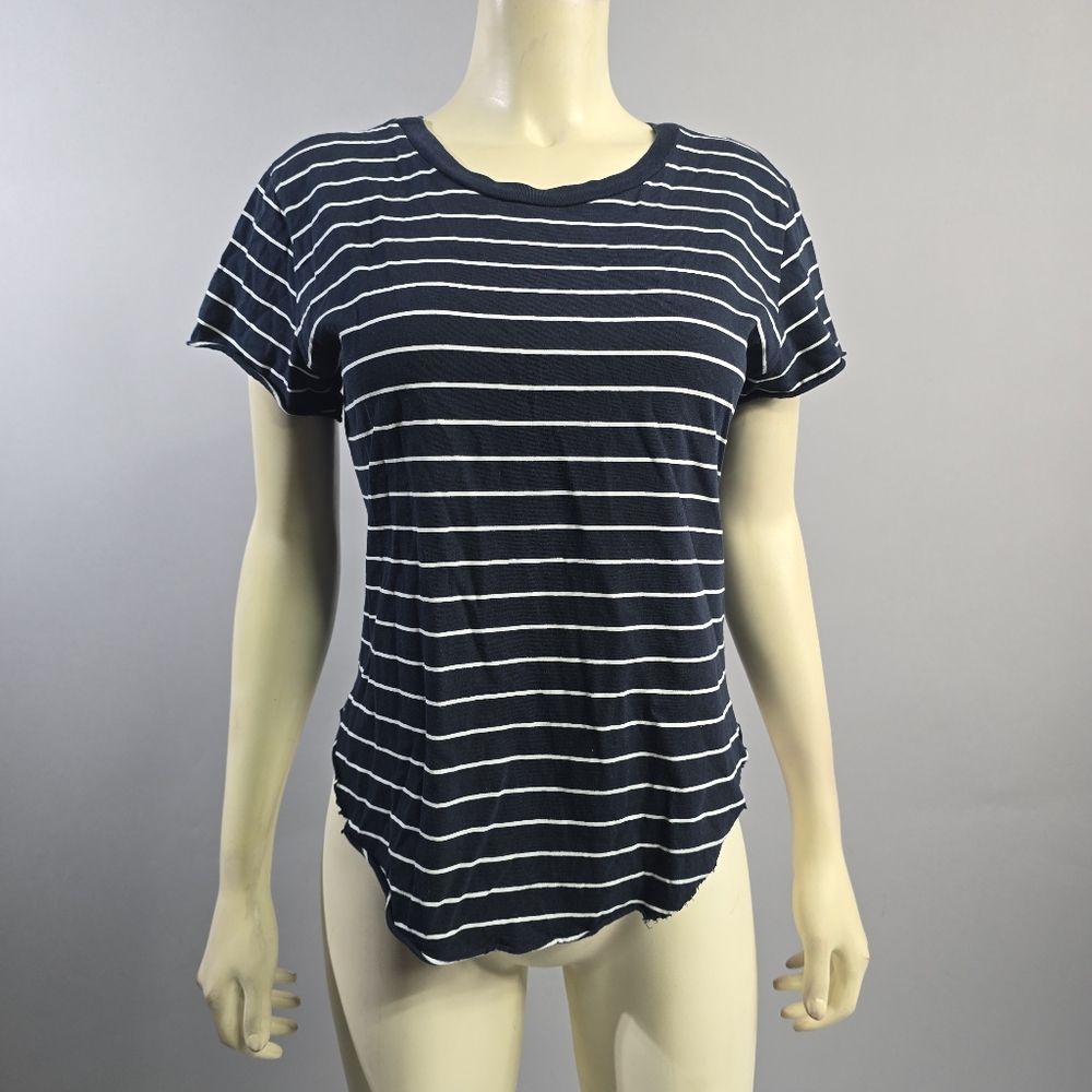 Frank & Eileen Navy and White Striped Top